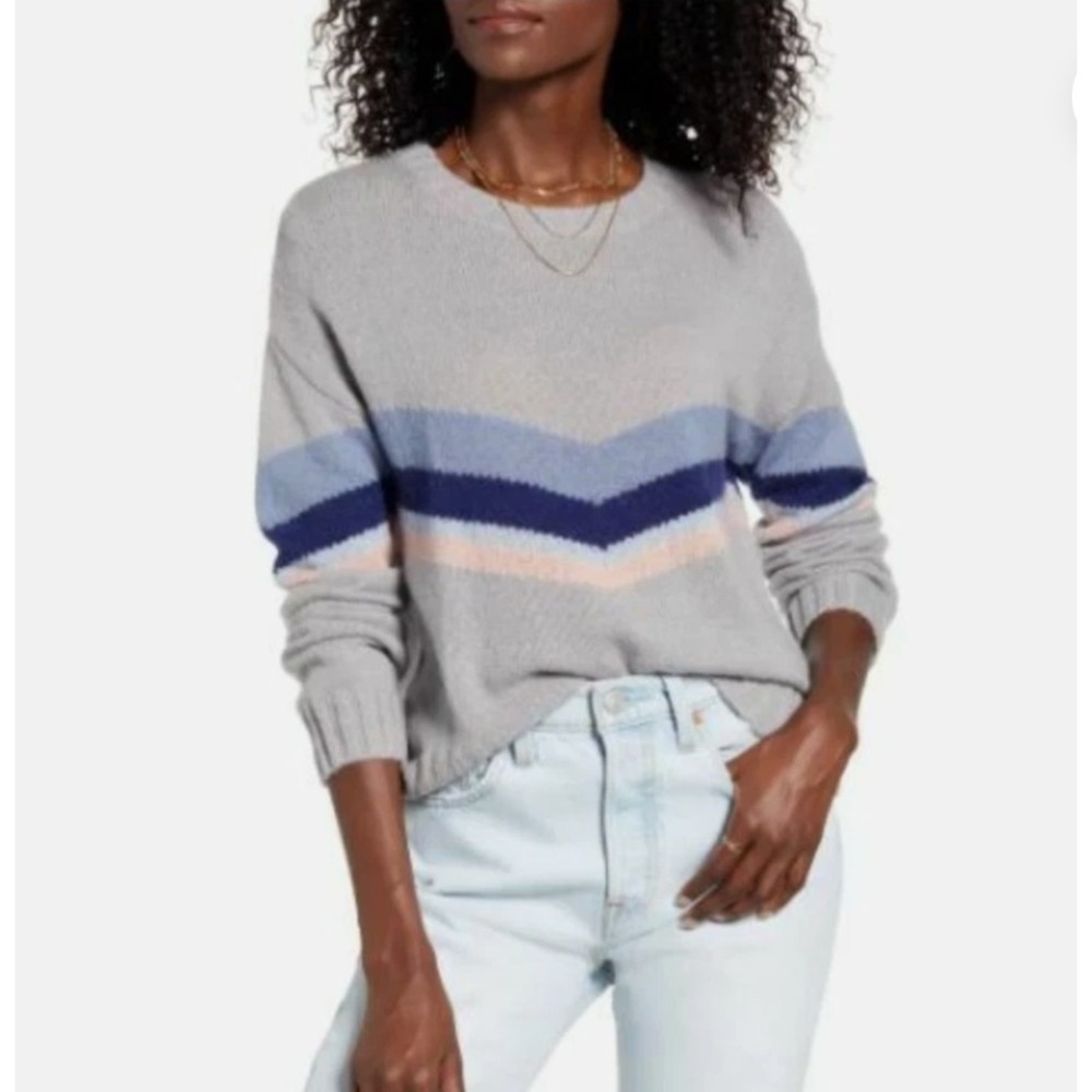 NWT‎ Rails Perci Pullover Sweater Lakeside Chevron Gray Blue Wool Alpaca Blend S